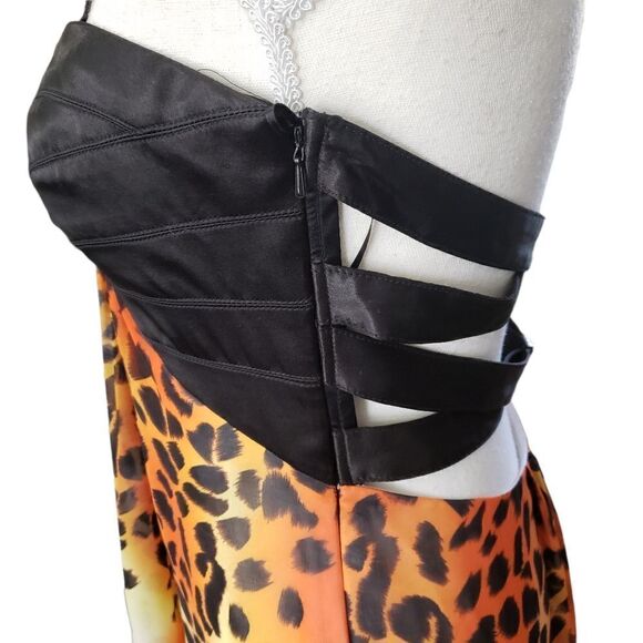 Caché Black Bandage & Animal Print Long Gown Size 8 - Picture 9 of 16